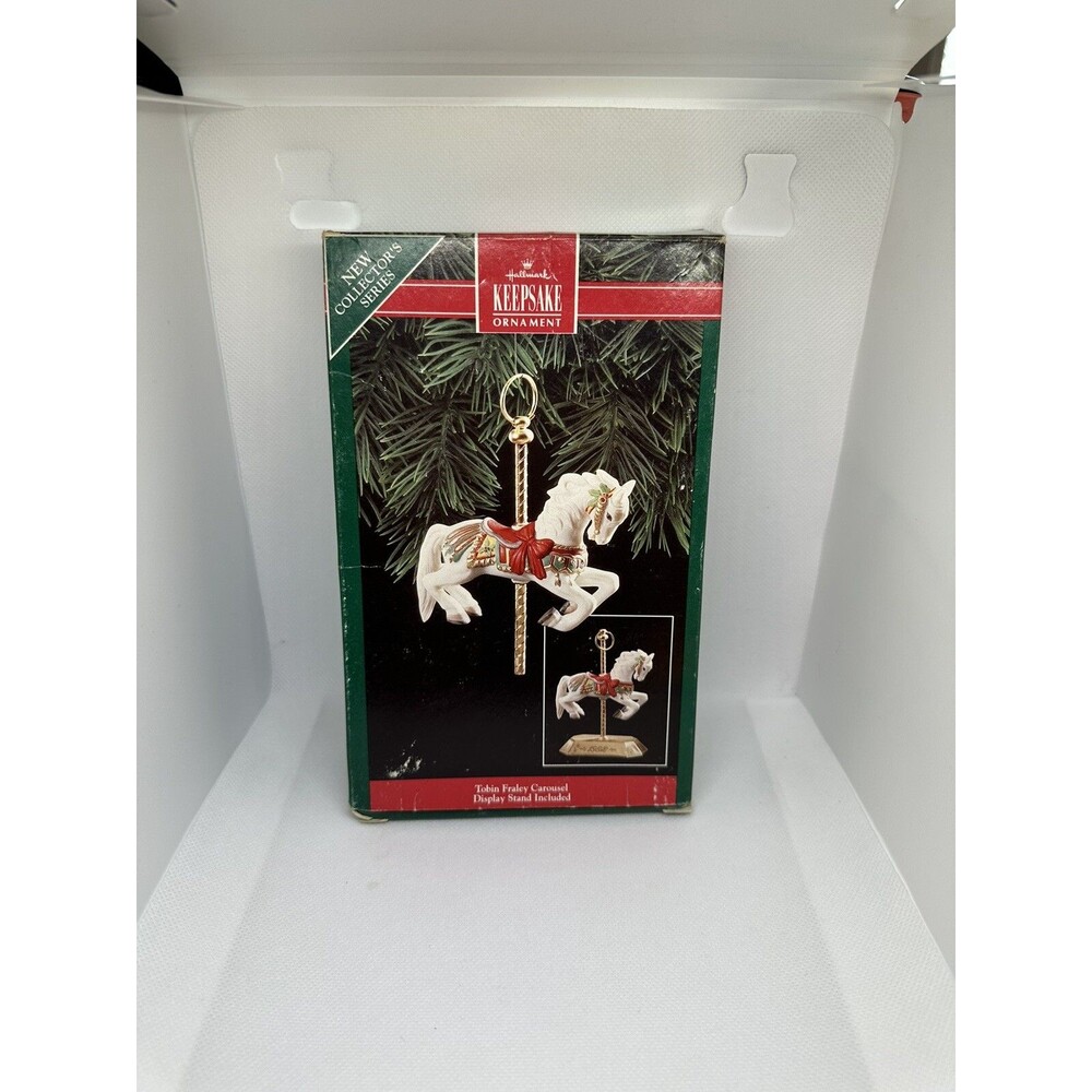Hallmark Carousel Horse 1992 Porcelain & Brass With Stand Ornament Christmas